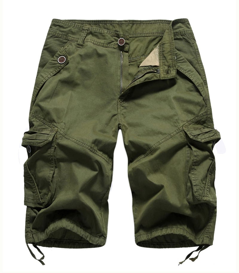 FOURSTEEDS Women's Casual Fitted Multi-Pockets Camouflage Twill Bermuda Cargo Shorts Army Green US 12 - Image 1